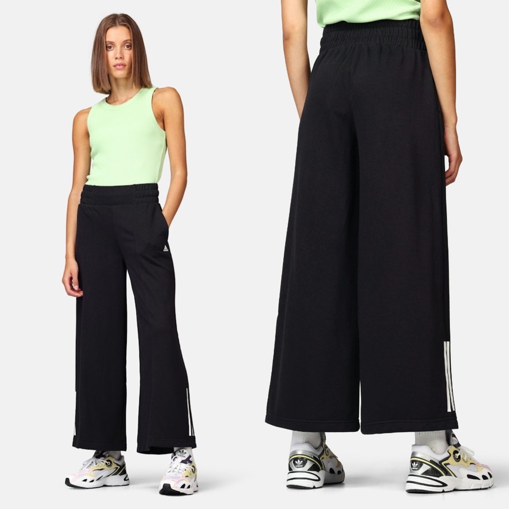 adidas Black Wide-Leg Track Pants